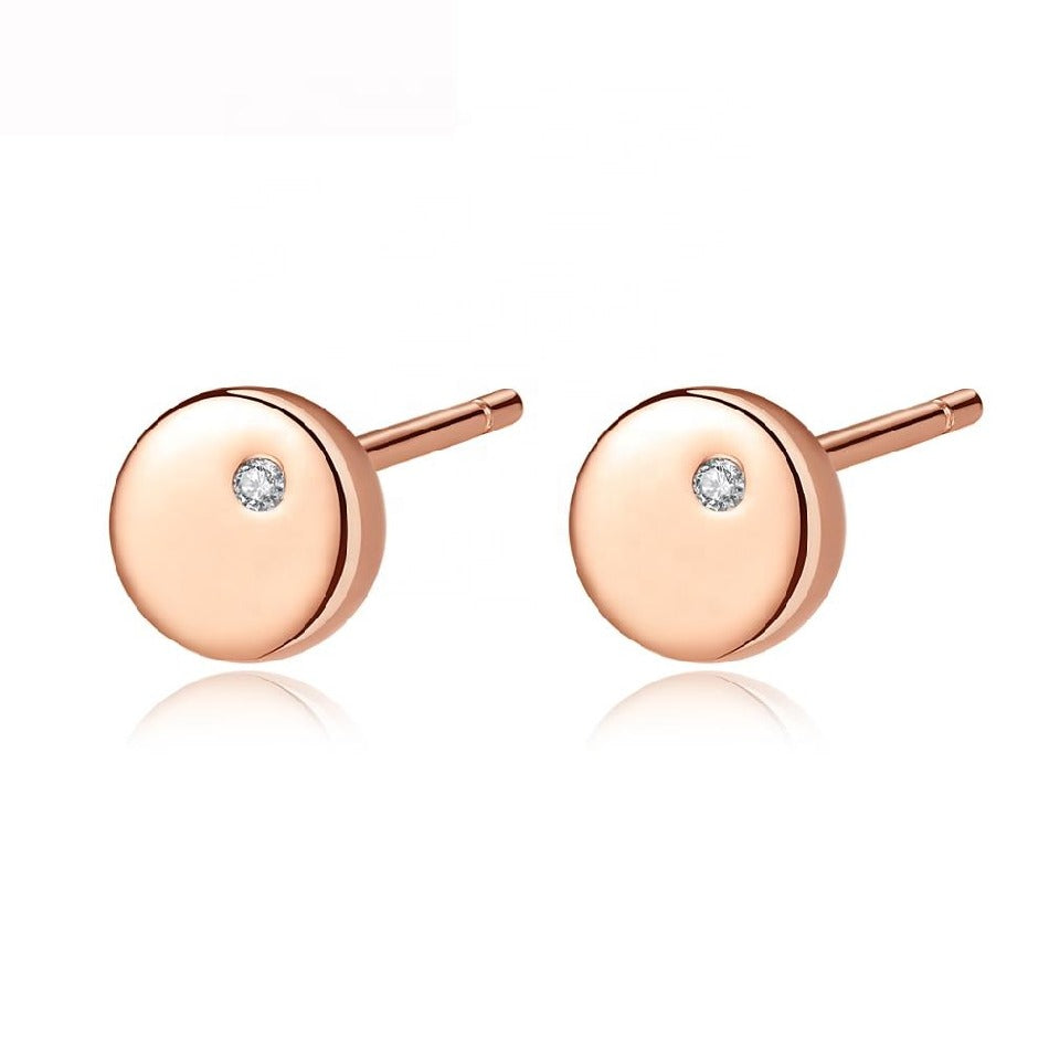 Korean Stud Earrings Cubic Zirconia Round Earring for Girl 925 Silver Earring Jewelry Gift