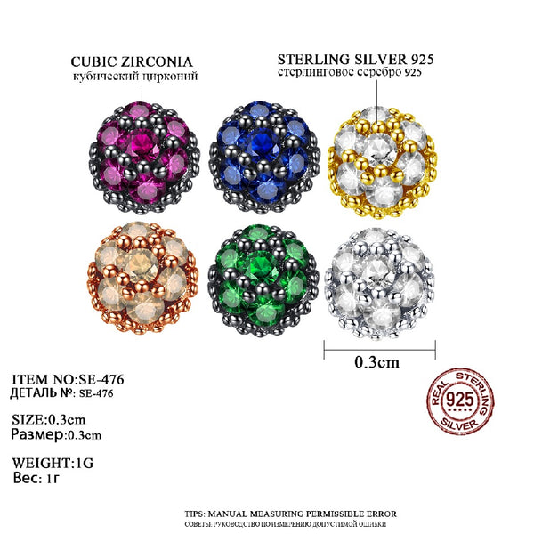 New Arrival Colorful Cubic Zirconia CZ Stud Earrings 925 Sterling Silver Earrings for Women Jewelry Gifts 3Pairs Earrings