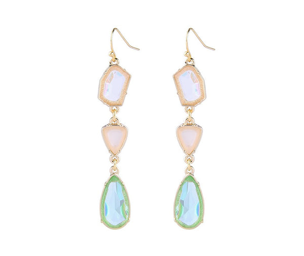 Alloy gemstone crystal drop long women earrings simple wild European and American fashion jewelry explosion models wholesale