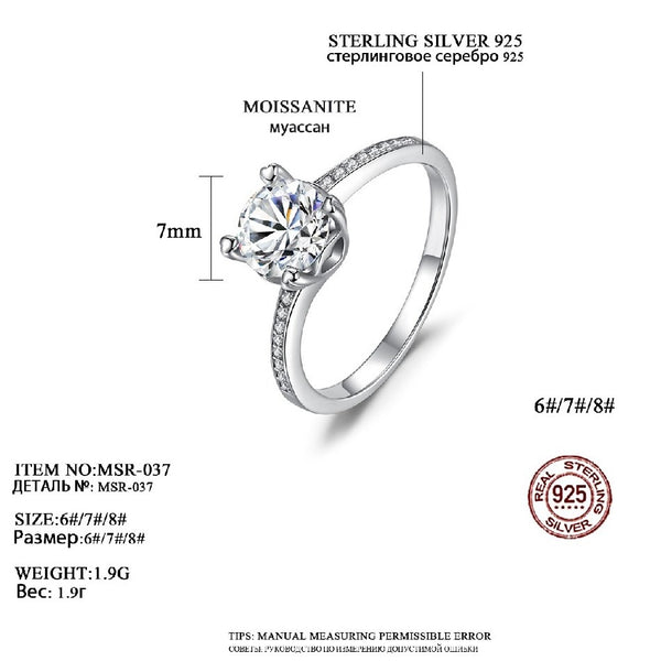 Woman Gift Japanese Designed Band Classic Jewellery Real 925 Sterling Silver Engagement Moissanite Diamond Wedding Ring