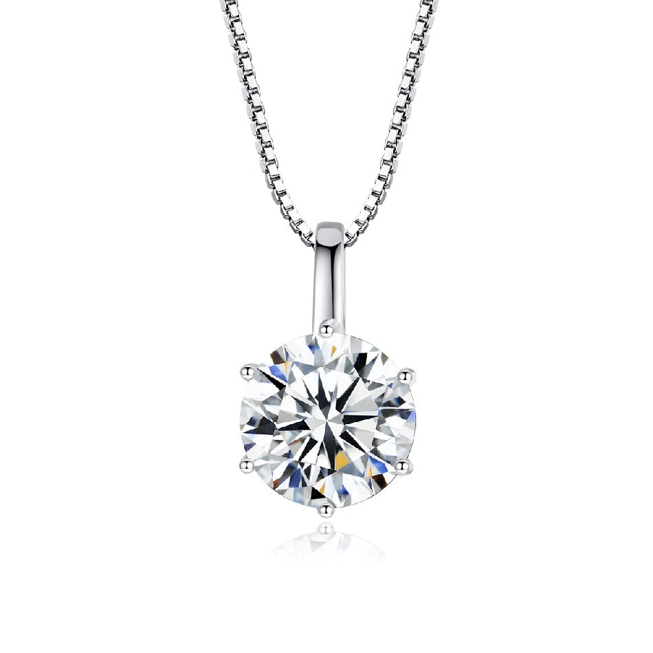 Moissanite Pendant Necklace S925 Sterling Silver Chain Diamond Round Moissanite Necklace Jewelry for Women