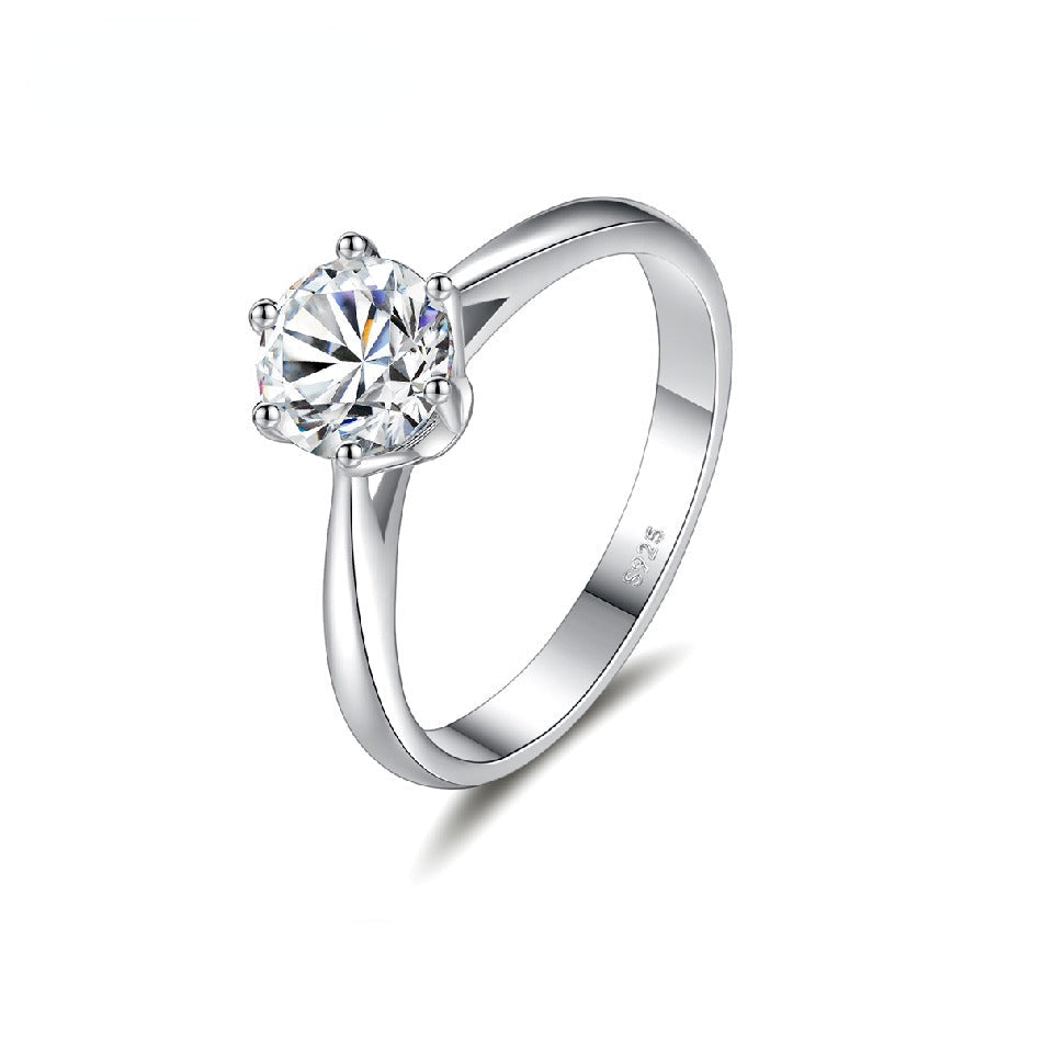 Moissanite Eternity Stone Engagement Diamond Dainty Gem Sterling Silver Luxury Wedding 925 Ring Woman