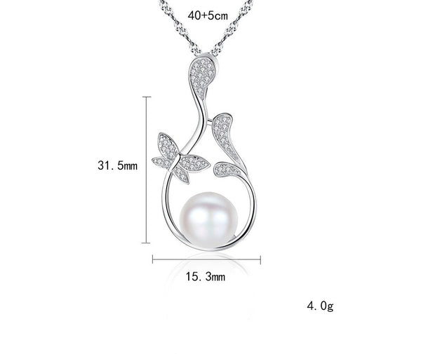 2022 Trendy Jewelry 925 Sterling Silver Water-wave Chain Ladies Natural Freshwater Pearl Water Drop Necklace