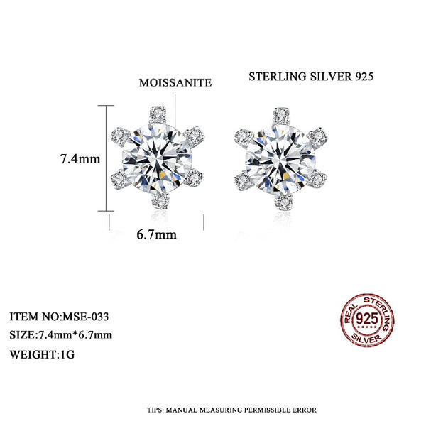 Diamond Top Selling Wedding Low Profile Stud Tiny Earing Silver Bridal Earring Moissanite