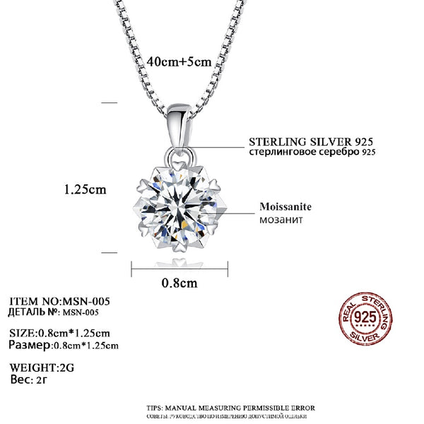 Moissanite 1ct Diamond Pendant Necklace 925 Sterling Silver Necklace Heart ClawMoissanite Jewelry