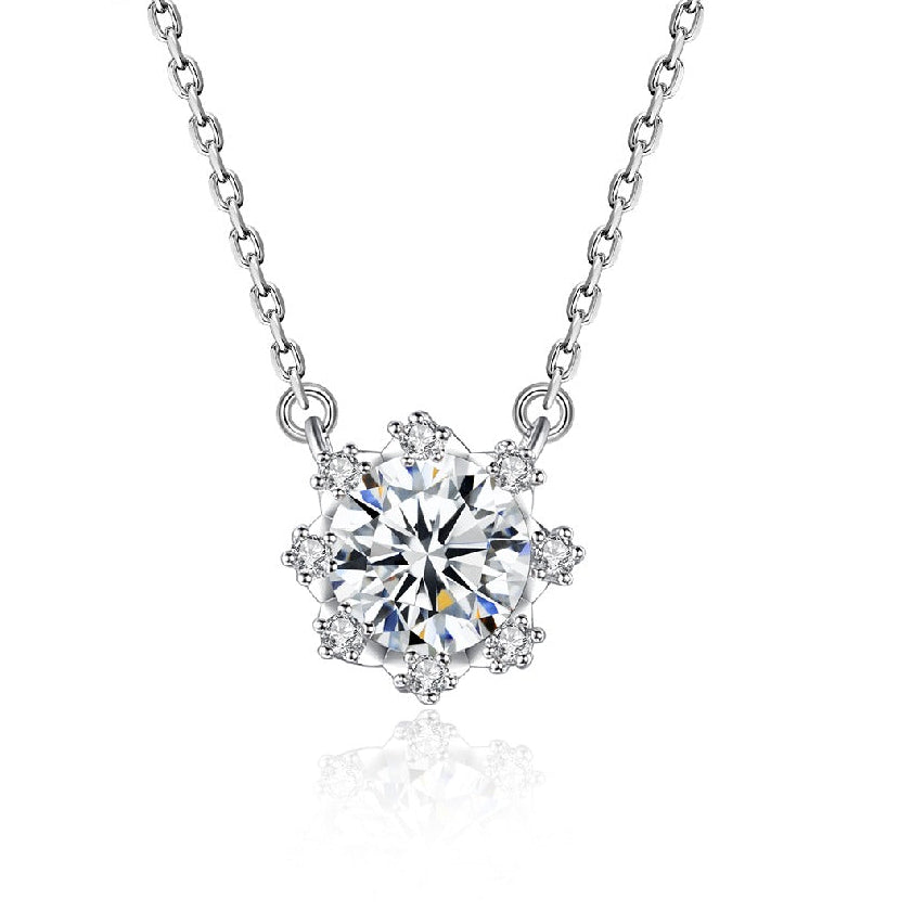 Chain Sterling Silver Moissanite Pendant Cute Dainty Lady 925 Jewelry Woman Iced Out Necklace