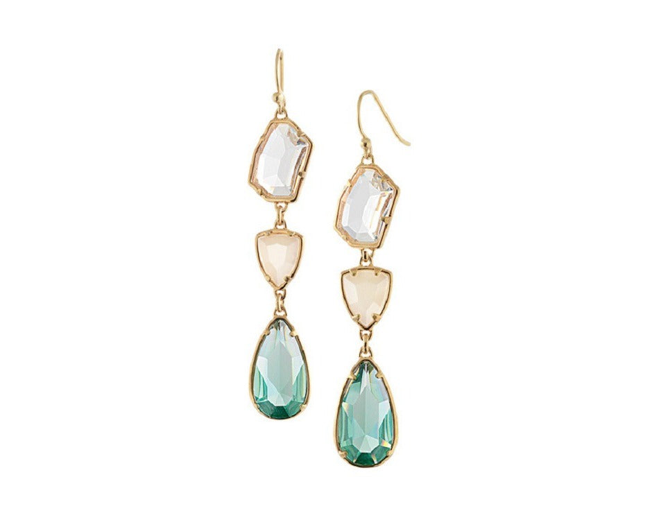 Alloy gemstone crystal drop long women earrings simple wild European and American fashion jewelry explosion models wholesale