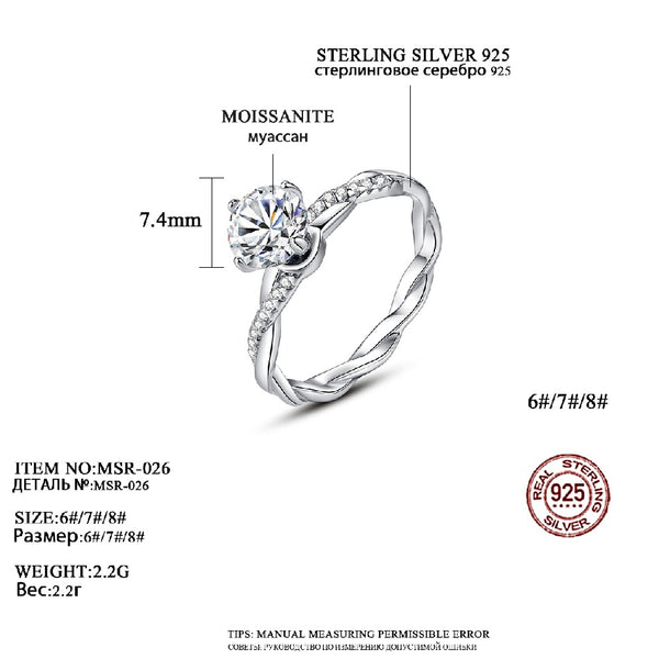 hite Gold Wedding Setting Diamond Woman Sterling Silver Statement Bling 925 Moissanite Ring