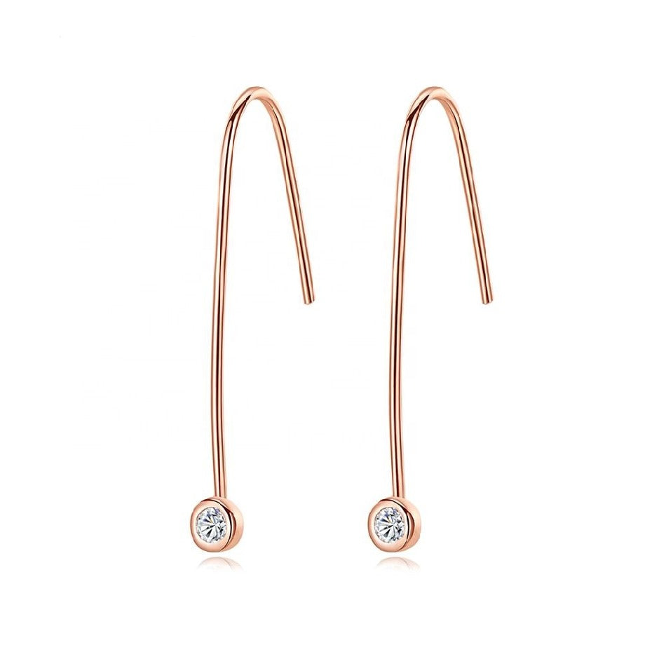 New Fashion Rose Gold Dangle Earrings for Women 925 Sterling Silver Drop Earrings Wholesale Jewelry