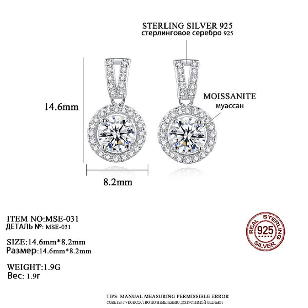 High Quality Rhodium Plated 925 Silver Gem Sterling Jewellery Earing Jewelry Unique Drop VVS Moissanite Earrings