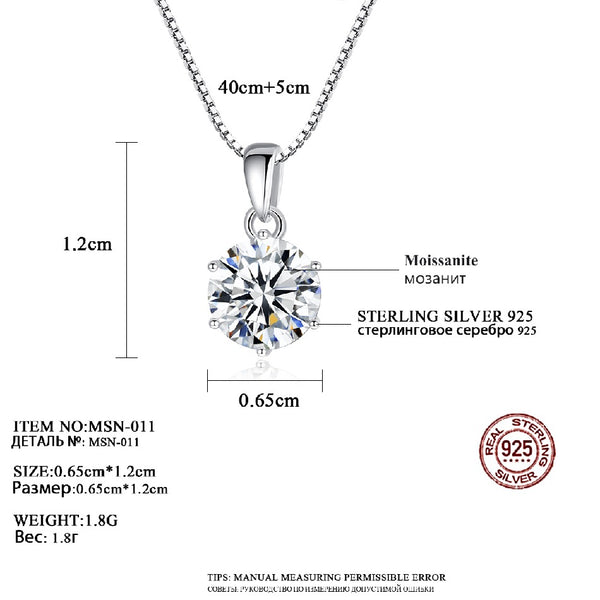 Trendy Silver S925 Sterling Pendant Diamond Chain Dainty Korean Girl Moissanite Necklace