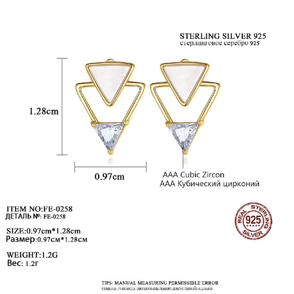 Korea Simple Silver Drop Earrings S925 Sterling Silver Geometry Stud Earring for Women Triangle Earrings Gold Plated