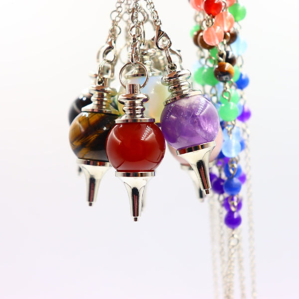 18MM Detachable Divination Healing Balance Crystal Jewelry Natural Stone Quartz Sphere Yoga Pendulum