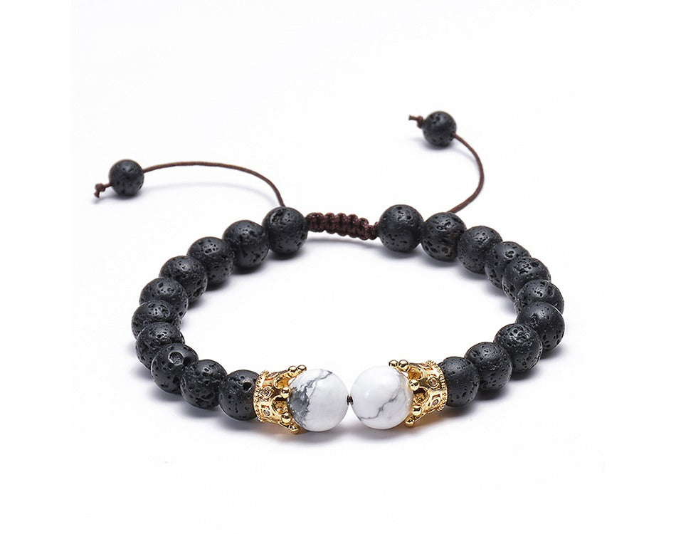 high quality 8mm natural stone bracelet fashion crown woven bracelet