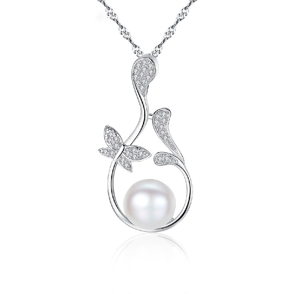 2022 Trendy Jewelry 925 Sterling Silver Water-wave Chain Ladies Natural Freshwater Pearl Water Drop Necklace