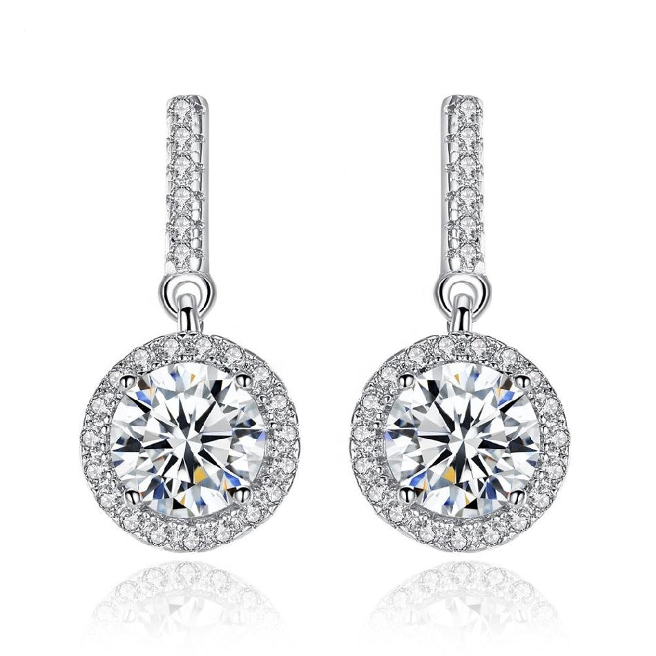 Real 925 Sterling Silver Crystal Drop Earrings Fashion Earring Designs New Model Earrings for Women