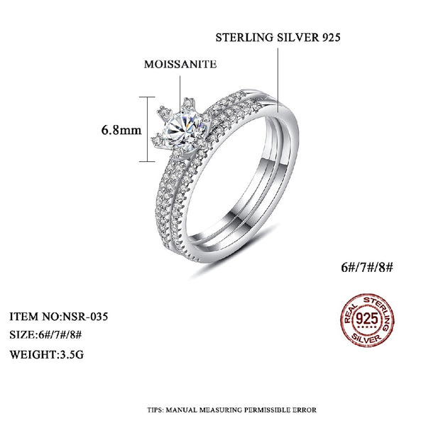 High Quality Wedding Set Lady Silver 925 Large Stone Engagement Promise Woman New Fashion Eternity Ring