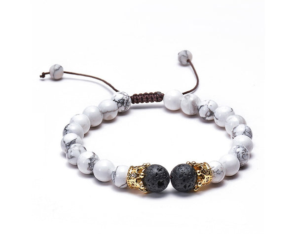 high quality 8mm natural stone bracelet fashion crown woven bracelet