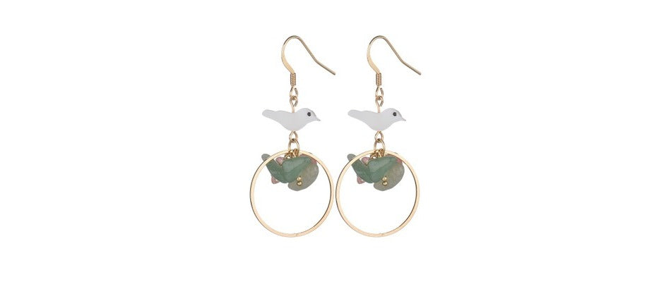 Manufacturer wholesale new color stone handmade earrings ear clip simple fashion ring hanging earrings