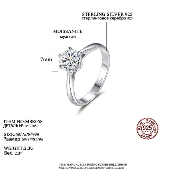 Moissanite Eternity Stone Engagement Diamond Dainty Gem Sterling Silver Luxury Wedding 925 Ring Woman