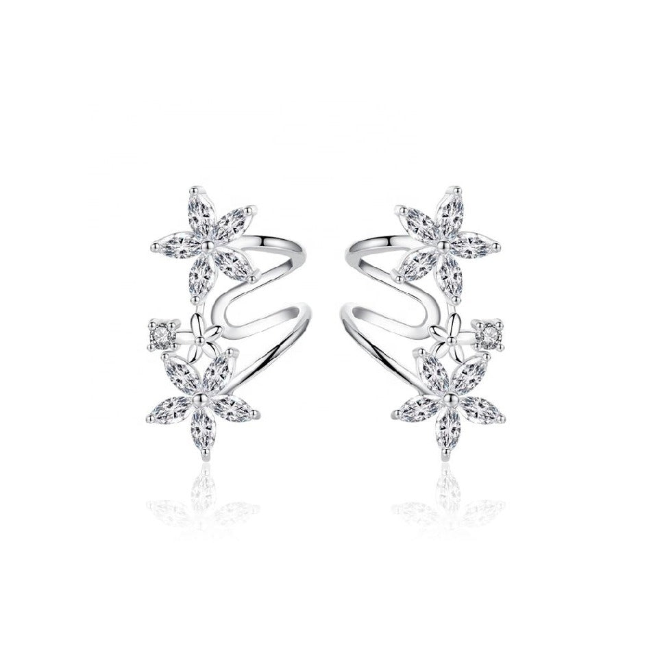 Hot Selling Flower Shape Shining CZ Wholesale Sterling Silver 925 Stud Earrings for Women