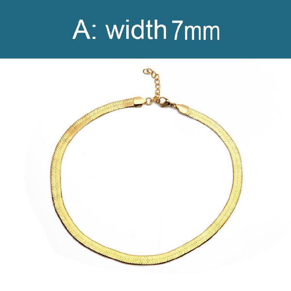 2022 Trendy  Simple 16 in Flat Brass Snake Chain Necklace Gold Color Unisex for Women & Men