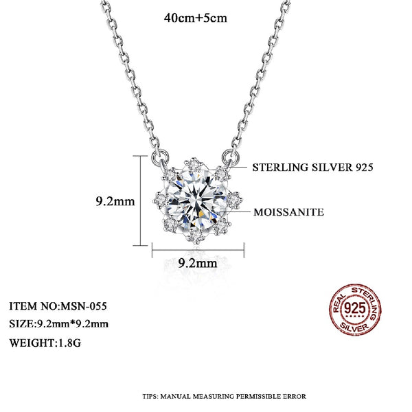 Chain Sterling Silver Moissanite Pendant Cute Dainty Lady 925 Jewelry Woman Iced Out Necklace