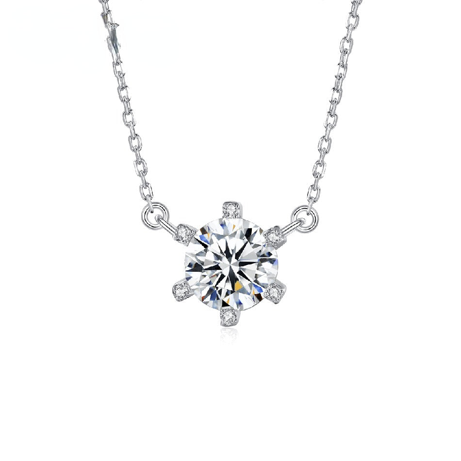 Classic Dainty Bling Necklace Silver Iced Out Link Chain Small Custom 925 Vvs Moissanite Pendant