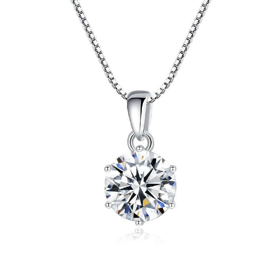 Trendy Silver S925 Sterling Pendant Diamond Chain Dainty Korean Girl Moissanite Necklace