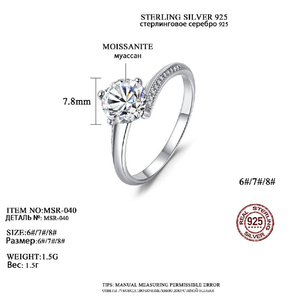 925 Woman New Fashion Sterling Silver Wedding Gift Engagement White Gold Party Moissanite Diamond Ring