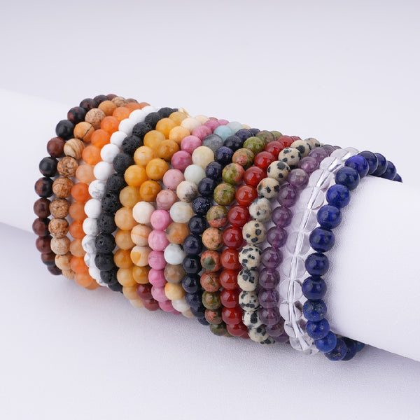 Factory Sales 6MM Healing Jade Sandstone Agate Natural Gemstone Semi Precious Stone Bracelet for Women