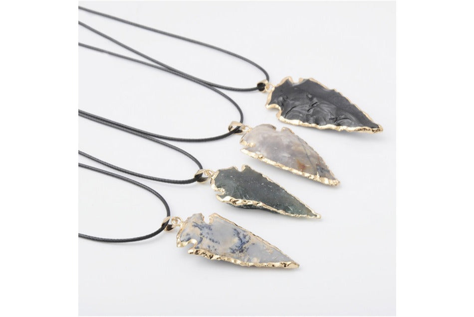 Wholesale Factory Sales Natural Rough Stones Black Tourmaline Obsidian Arrowhead Pendants