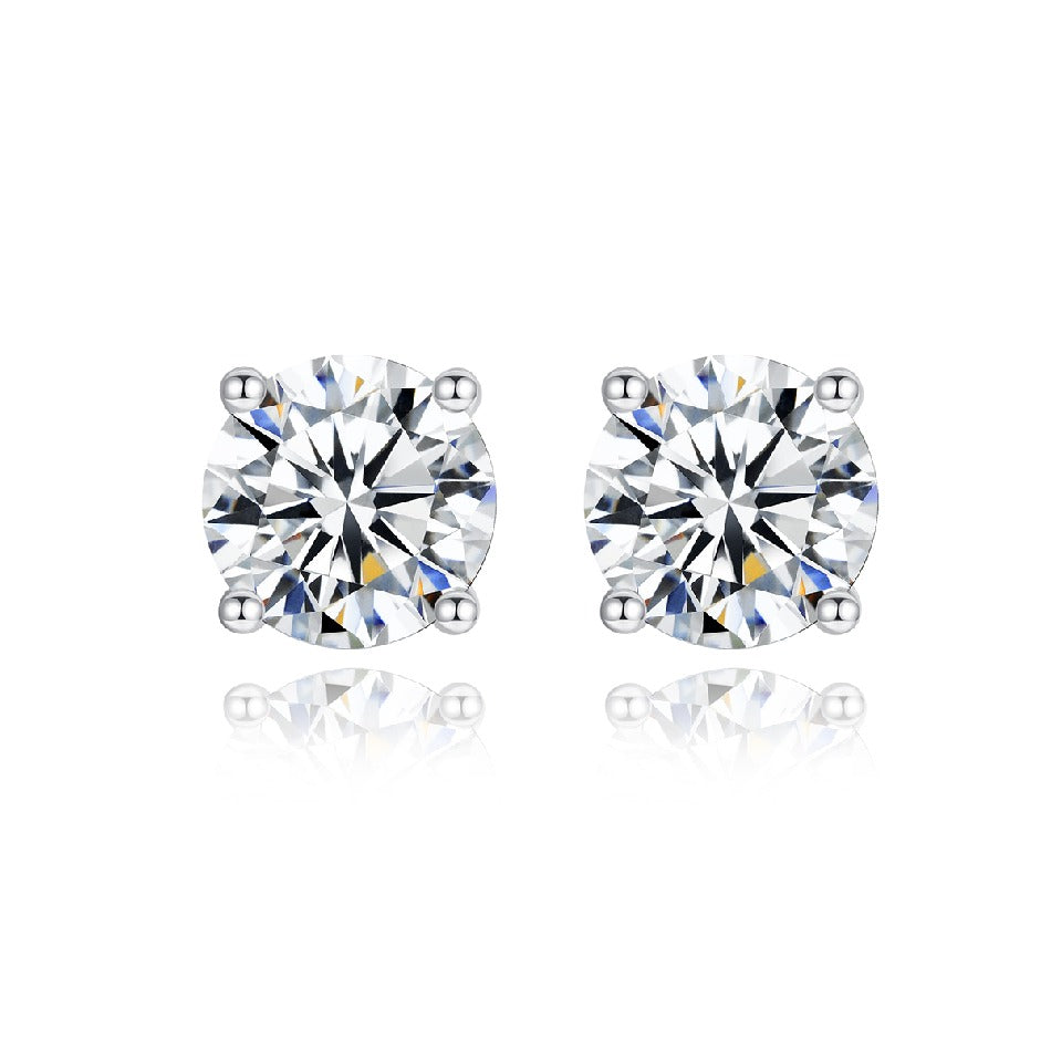 Dazzling Minimalist Moissanite Earrings Stud 5.0mm Diamond Stone Jewelry Genuine 925 Sterling Silver Moissanite Earring