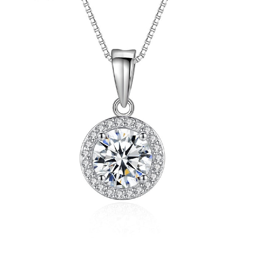 Moissanite Pendant Diamond Bling Jewelry Charm Iced Out 925 Silver Woman Dainty Coin Necklace