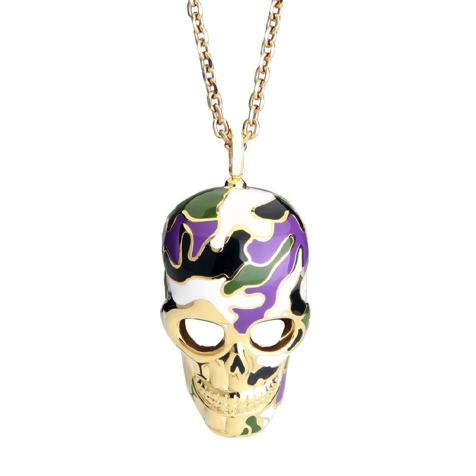 Necklace female small public design feels exaggerated Europe and the United States INS wind beating heart skull head pendant