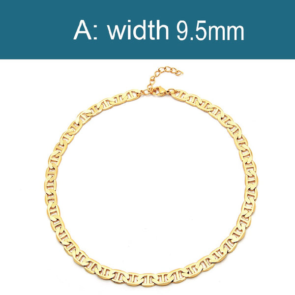 2022 Trendy 16 in Cuban Chain Necklace for Women Men Chunky Punk 18K Gold Color Chokers Rock Hip-hop Jewelry