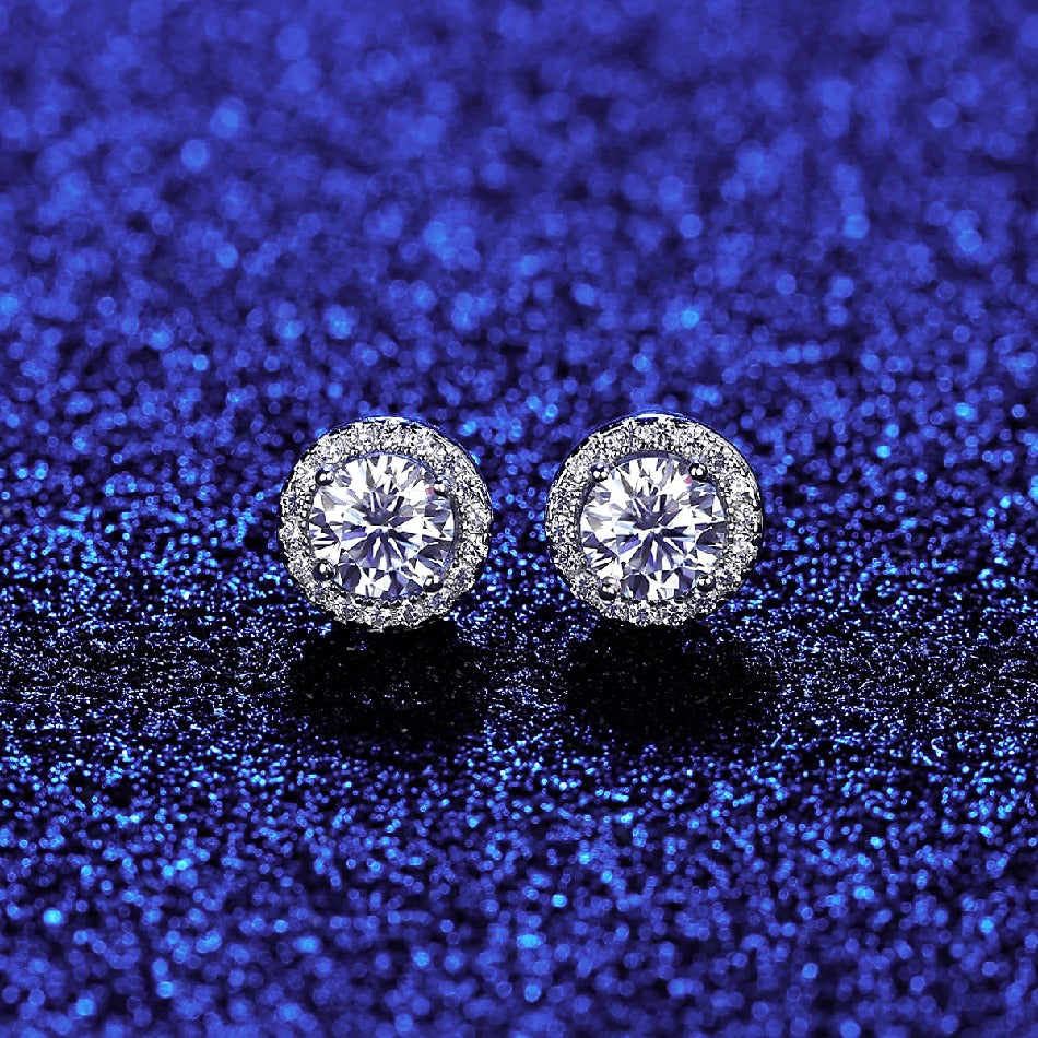 Stud Statement Silver Dainty Jewellery Lady Luxury Round 2022 Designer Moissanite Earing New Fashion Earring