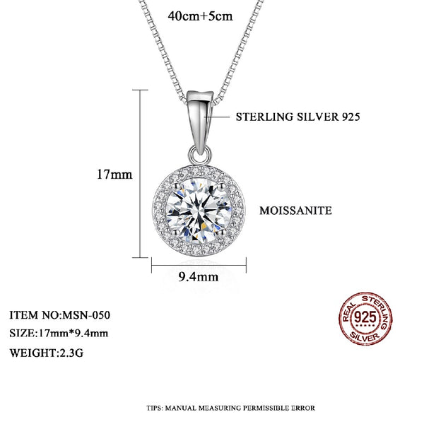 Moissanite Pendant Diamond Bling Jewelry Charm Iced Out 925 Silver Woman Dainty Coin Necklace