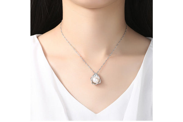 Luxury Jewelry Women Gray Color 925 Sterling Silver Water Wave Chain Natural Big Pearl Necklace