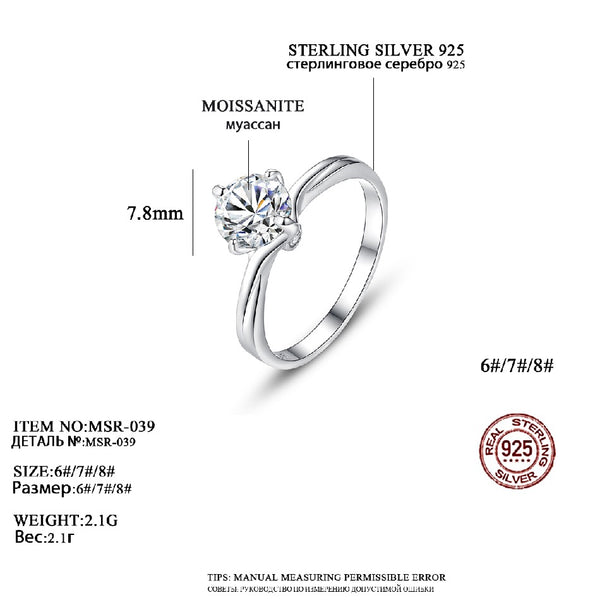 Wedding 2022 New Silver Statement Bling Jewellery Fashion Engagement Charm Diamond Ring Woman Moissanite