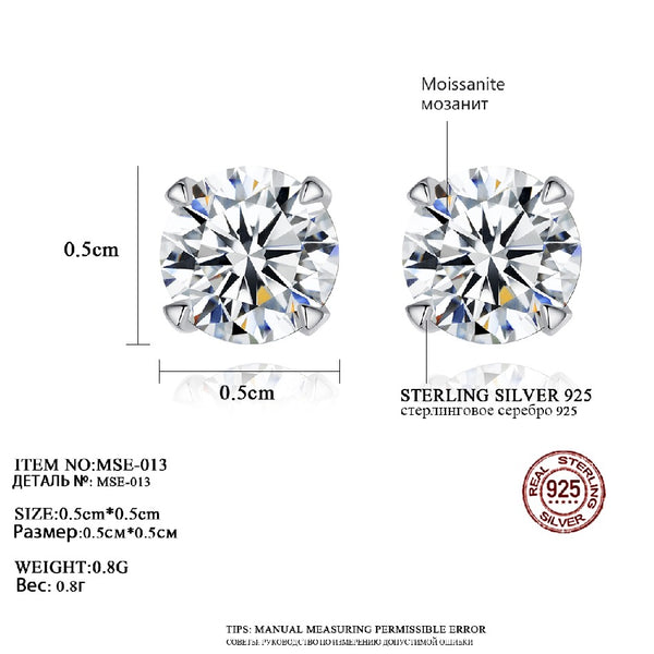 2022 Simple Earing Minimalist Jewelry New Modern Woman Stud Certified Man Diamond Silver Moissanite Earring