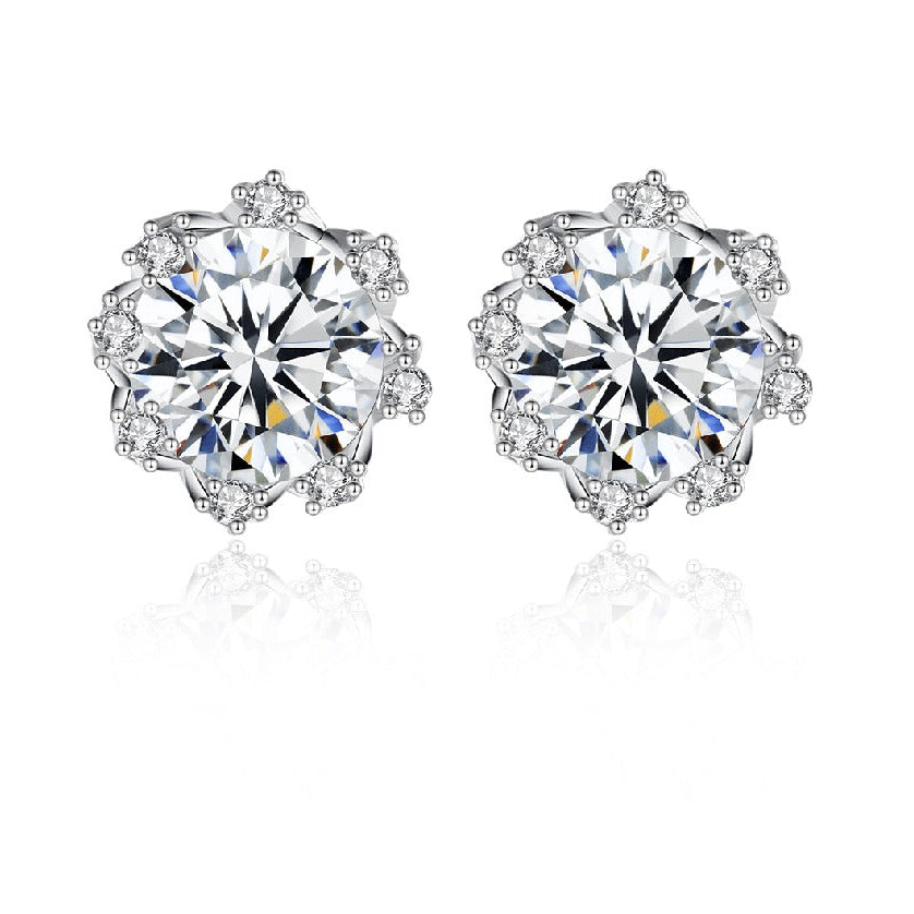 2021 Trendy Dainty Jewellery Bling New Summer Earing Vintage Silver Fancy Moissanite Stud Earring