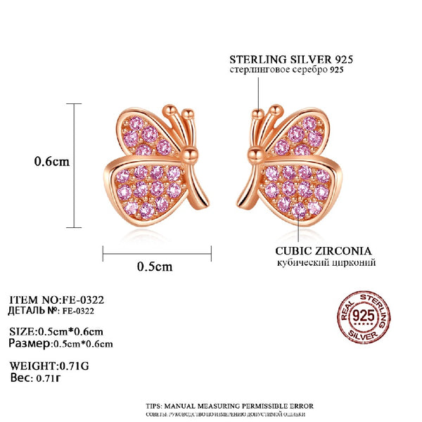 2020 Fashion 925 Sterling Silver Earring for Women Butterfly Earring Cubic Zirconia Pave Set CZ Stud Earrings