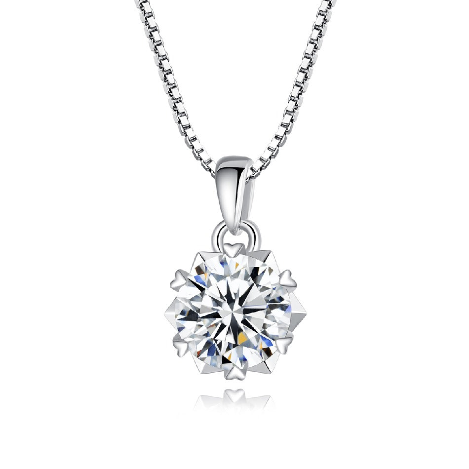 Moissanite 1ct Diamond Pendant Necklace 925 Sterling Silver Necklace Heart ClawMoissanite Jewelry