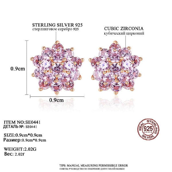 Fancy Pink Cubic Zircon Vivid Flower Shape Stud Earring for Women Anniversary Gift