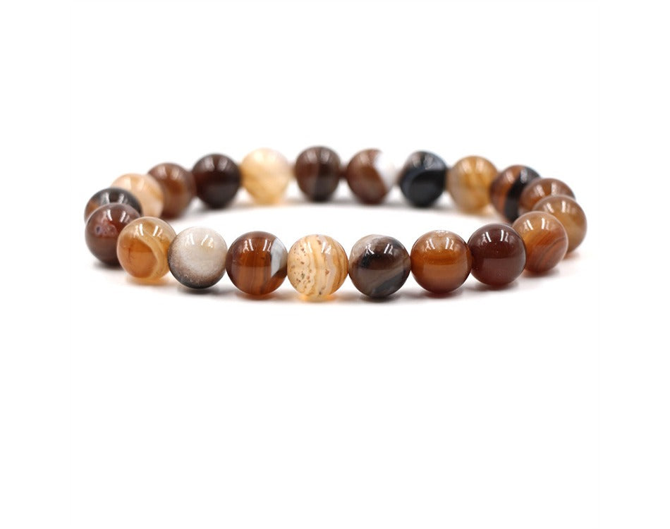 High quality stretch bracelet natural stone striped agate bracelets