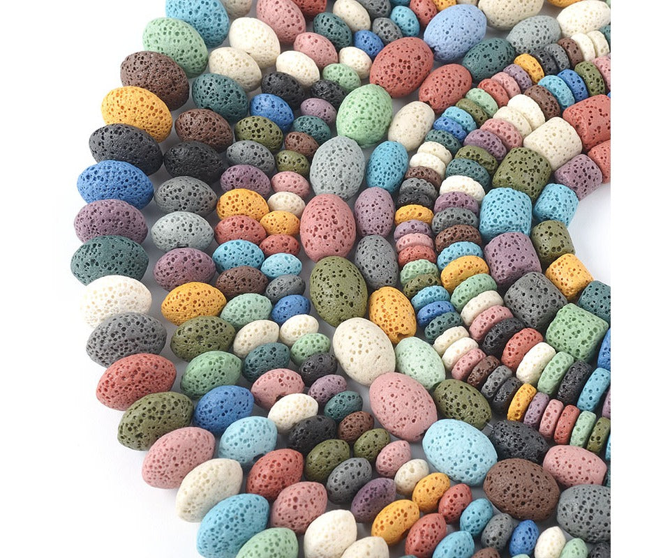 Multi Colors Wheel Bead Spacer Gemstone Volcanic Rock Lava Stone Beads for DIY Necklace Making