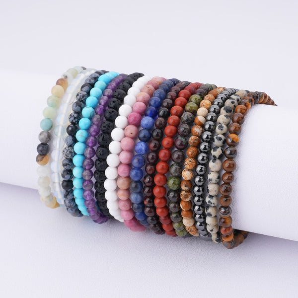 2022 Summer Adjustable Boho 4MM Natural Stone Turquoise Crystal Small Beads Bracelets for Women