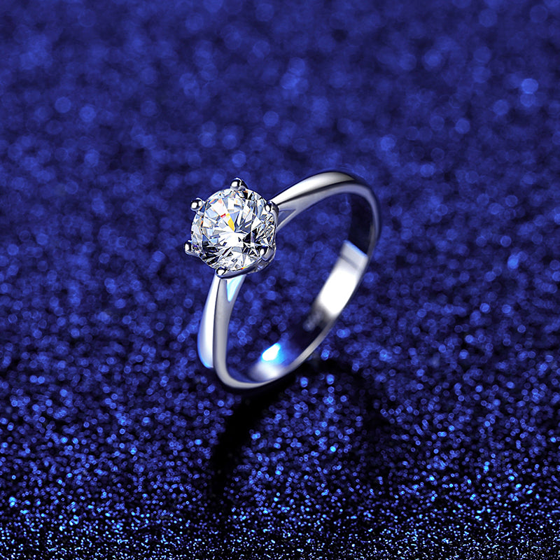 Moissanite Eternity Stone Engagement Diamond Dainty Gem Sterling Silver Luxury Wedding 925 Ring Woman