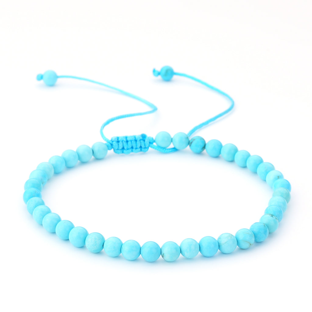 2022 Summer Adjustable Boho 4MM Natural Stone Turquoise Crystal Small Beads Bracelets for Women